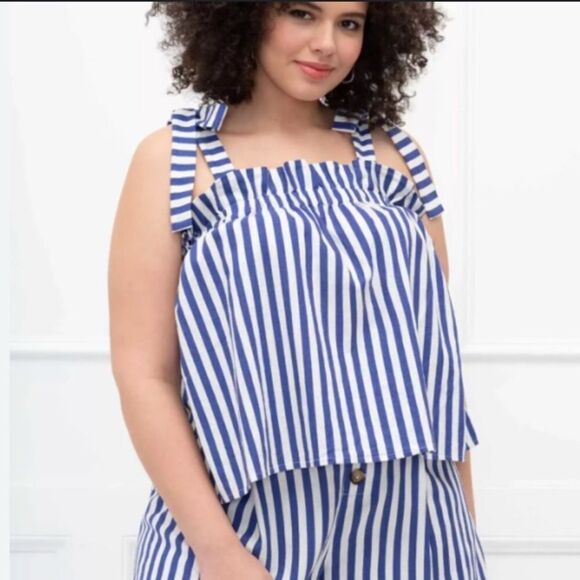 Eloquii Blue & White Stripe Top - Picture 1 of 4